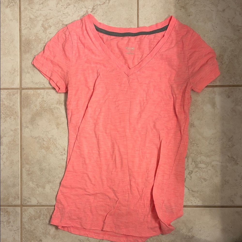 Mossimo Supply Co. Pink V-Neck Short Sleeve Tee